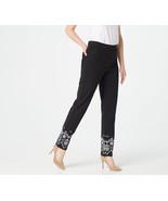 Isaac Mizrahi Live! Tall 24/7 Stretch Embroidered Ankle Pants in Black T... - £15.32 GBP