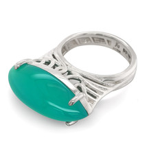 Silver 10.54ct TGW Green-Blue Agate One-of-a-Kind Ring - £623.49 GBP