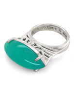 Silver 10.54ct TGW Green-Blue Agate One-of-a-Kind Ring - £621.65 GBP