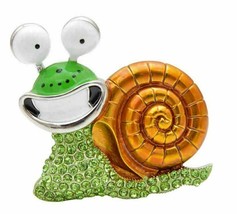 Vintage Look Silver Plated Green Snail Brooch Suit Coat Broach Collar Pin B480K - £14.22 GBP