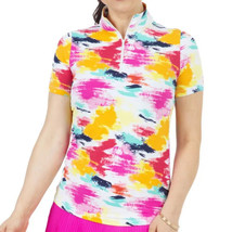 Nwt Ladies Ibkul Matilda Hot Pink Multi Short Sleeve Mock Golf Shirt Xs S &amp; Xxl - £39.19 GBP