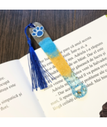 Epoxy Resin Bookmark with Blue Quilling Paw Bookworm Scholars Gift 5.5 i... - $7.99