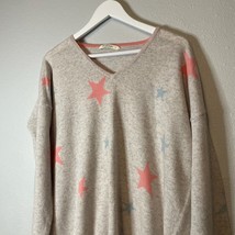 Woolovers Sweater Womens  Large Grey Cashmere Merino Wool Blend Stars Mi... - $16.23
