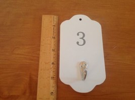 Numbered Wall Hook #3 White Distressed Hats Coats Towels Keys - £7.01 GBP