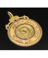18K GOLD - Vintage Double Sided Ancient Greek God &amp; Angels Medal Pendant... - £683.26 GBP