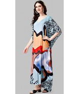 Indian Printed Feather Pastel Blue Kaftan Dress Women Nightwear - £23.30 GBP