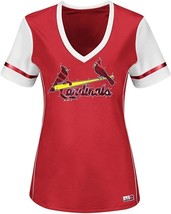 Majestic Womens St. Louis Cardinals Curveball Synthetic Fashion Top Red-Small - £20.24 GBP