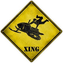 Extreme Snow Mobile Riding Xing Novelty Mini Metal Crossing Sign - $322.66 MXN