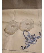 2 - J.G. Durand France Frosted Crystal Glass Floral Candle Holders. Preo... - $17.82