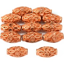 Bali Fluted Tube Copper Plated Beads 11.5mm 15 Grams 12Pcs Approx. - £5.44 GBP