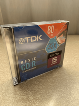 Blank CD-R Media- TDK 32X, 80Minute, 700MB, 5-Pack NEW in Clamshell - £13.99 GBP