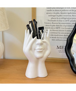 Decorative Face Makeup Brush Holder, White Ceramic Desk Organizer - $19.90