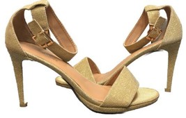 Da Donna Misura 10 Oro Cinturino Alla Caviglia Paillettes Tacco Sandali Open Toe - £17.36 GBP