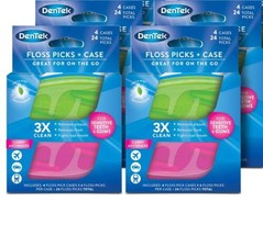 DenTek Floss Picks in Case for On-the-Go, 4 Travel Cases w/6 Floss Picks, 4 Pack - £11.76 GBP