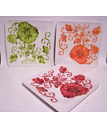 3 Laurie Gates Square Flower Embossed Melamine Salad Dessert Plates 8 3/4&quot; - £15.54 GBP