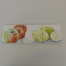 Decorative Wall Ceramic Tile Art Set of 3 Trivet Back Splash Fruit Apple... - £18.97 GBP