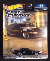 Hot Wheels Premium Fate of the Furious black 1971 Plymouth GTX 4/5 NEW - £9.80 GBP