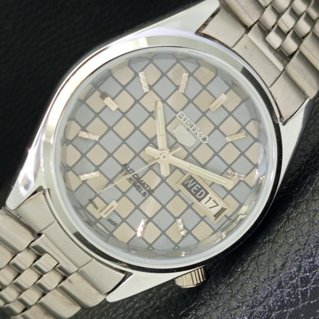 SEIKO 5 AUTOMATIC MENS WATCH REFURBISHED JAPAN MADE GREY DIAL CUSTOM a44... - $45.99