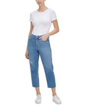 Calvin Klein Womens Cropped High Rise Straight Leg Jeans, 24, Nirvana - $44.54