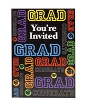Colorful Graduation Invitations 8 ct  &quot;Congrats Grad&quot; - £2.56 GBP