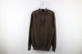 Vtg Cabelas Mens Large Faded Blank Cotton Knit Half Zip Pullover Sweater Brown - £38.68 GBP