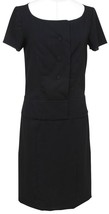 CHLOE Dress Shift Black Short Sleeve Scoop Neck Buttons Sz 34 2007 - £130.94 GBP