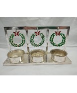 Pewter Christmas Holiday Wreath Tea Light Candle Holder - $17.81
