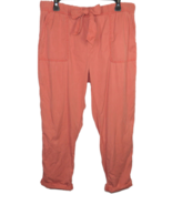 Cynthia Rowley Dark Coral Twill Cuffed Pull On Cropped Pants -Pockets- S... - $29.99