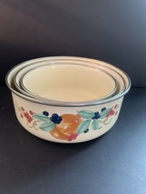 3 Enamel Nesting Bowls Abundance Pattern Lincoware Corning Coordinates - $7.70