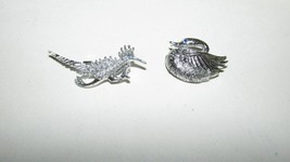 Vintage silver tone pins brooches Gerry&#39;s swan blue rhinestone eye roadrunner  - £8.59 GBP