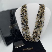 JOAN RIVERS The Torsade Collection 12-Strand Black &amp; Crystal Necklace 20-23&quot; - £34.09 GBP