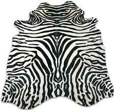 Zebra Cowhide Rug Size: 7&#39; X 6&#39; PROMO Zebra Print Brazil Cow Hide Rug - £138.48 GBP