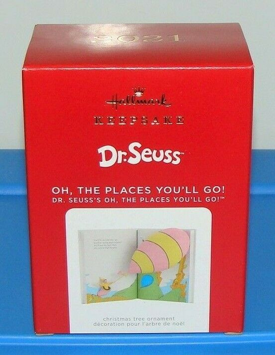 Primary image for Hallmark Keepsake 2021 Dr Seuss Oh The Places You'll Go Book Christmas Ornament
