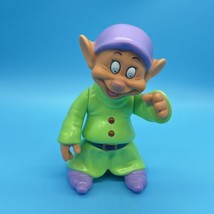 Disney Dopey Dwarf 1992 Snow White 5.5&quot; Vinyl Doll Figure Toy Green Vintage - $7.58