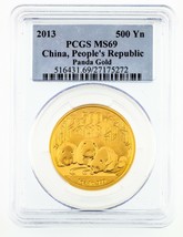 2013 Cina 1 Oz. Oro Panda 500 Yuan Selezionato Da PCGS Come MS69 - £2,306.47 GBP