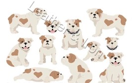 New English Bulldog Light Brown Dog Illustration Pattern Design Checkbook Cover - £7.86 GBP