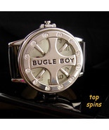 LARGE Spinning hubcap Bugle boy Mens wrist Watch - Bling rhinestones hip... - £153.39 GBP