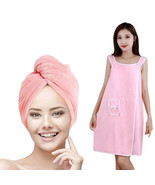 Bath Towel And Turban Hair Towel For Women With Lovely One Pocket Wearable - $11.87