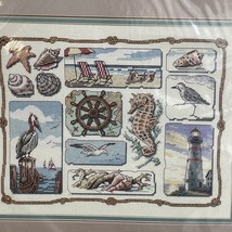 Sunset Dimensions VTG Counted Cross Stitch Kit 13614 SHORE SAMPLER Sea Horse New - £36.62 GBP