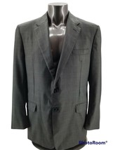 HICKEY FREEMAN Mens Norman Stockton Wool Windowpane Sport Coat Blazer Gray 46L - £29.54 GBP