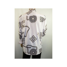 Men Sports Shirt by DE-NIKO Long Sleeves Fashion Print Soft Modal 2F008 White image 11