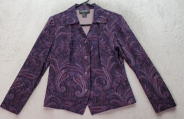 Requirements Blazer Jacket Womens Small Purple Paisley Single Breasted 4... - £22.00 GBP