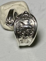 Spoon band Leo Lion Zodiac July August sterling silver ring size 7.75 adj - £45.89 GBP