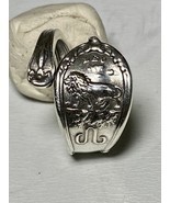 Spoon band Leo Lion Zodiac July August sterling silver ring size 7.75 adj - $57.42