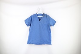 Vtg 50s Mens Medium Thrashed Blank Canvas Mental Hospital Scrubs Shirt Blue USA - $59.35