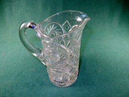 Vintage Water Pitcher, Thick Prescut Crystal, Pinwheels &amp; Shapes Pattern... - £61.19 GBP