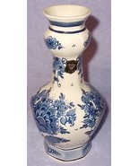 Vintage Blauw Blue Delfts Hand Painted Vase Holland with Label - $12.95