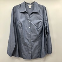 CJ Banks Blouse Womens 1X Used Blue V-Neck Button Front - $15.84