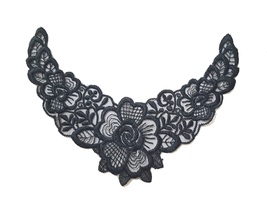 2-5 pcs Black Flower Collar Lace Patch Motif Appliques Sewon A223 - £4.78 GBP+