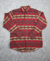 Woolrich Shirt Men Large Red Aztec Southwest Wool Cotton Flannel Blanket USA - £39.37 GBP